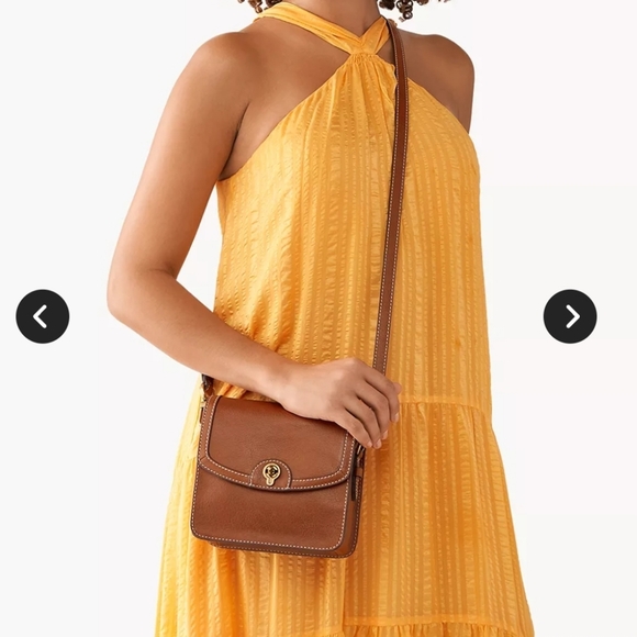 NWT Fossil Ainsley Small Flap Crossbody handbag Medium Brown Leather SHB3070210 - Picture 4 of 17